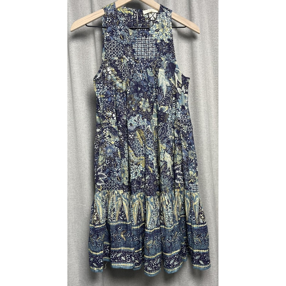 Ulla Johnson Mari Dress Portofino Size 4 Blue Floral Sleeveless Mini Dress